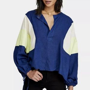 We the Free Beating Hearts Linen Blouse xs